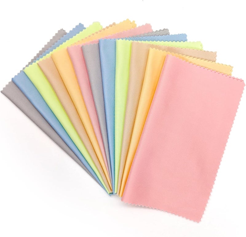 AiMi Assorted Colors Microfiber Cleaning Cloths - 6" x 7" Microfiber Glasses Cloth - Great for Cleaning Eyeglasses, Cell Phones, Screens, Lenses, Glasses and All Delicate Surface (12 Pack Multi-Color) - Image 1